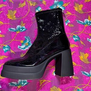 Free People Shiny Black Heeled Boots